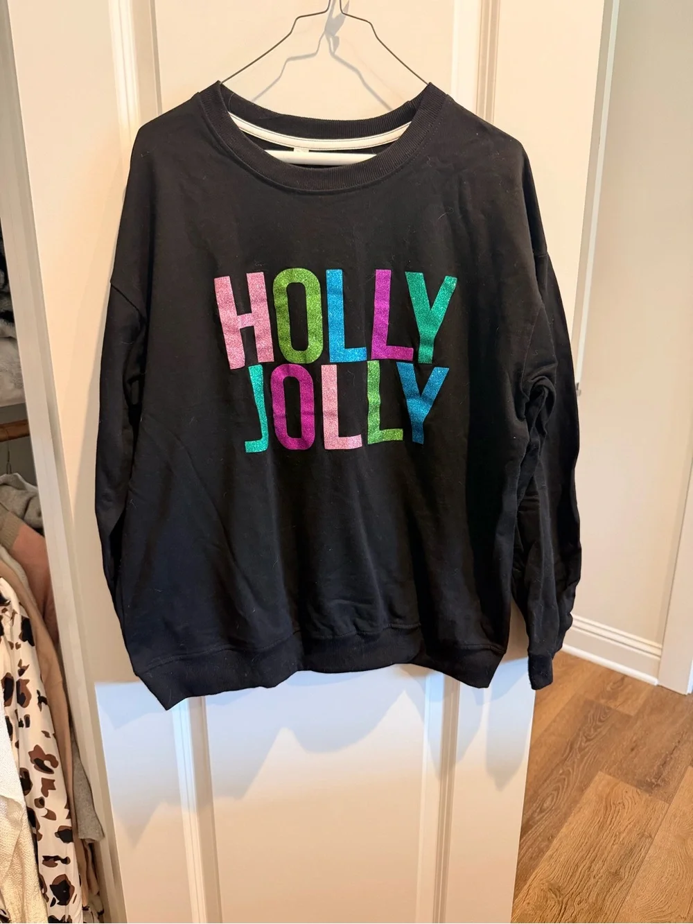 Black 'Holly Jolly' Graphic Sweatshirt - Women's